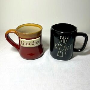 GRANDPA Coffee Mugs. Rae Dunn Black Papa & Tumbleweed Grandpa